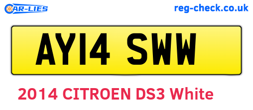 AY14SWW are the vehicle registration plates.