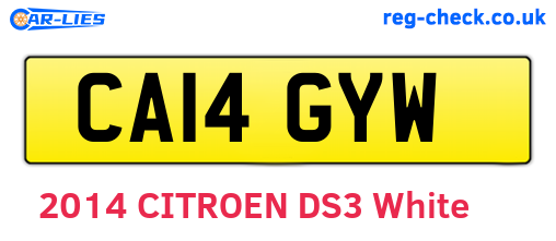 CA14GYW are the vehicle registration plates.