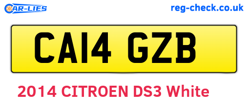 CA14GZB are the vehicle registration plates.
