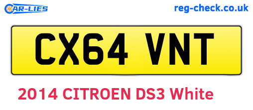 CX64VNT are the vehicle registration plates.