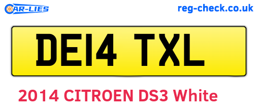 DE14TXL are the vehicle registration plates.