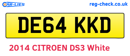 DE64KKD are the vehicle registration plates.