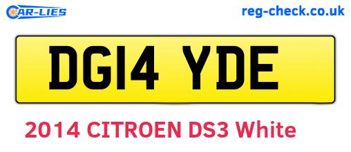 DG14YDE are the vehicle registration plates.