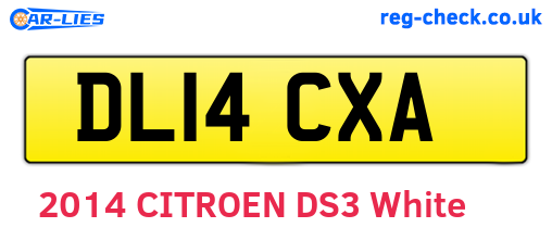 DL14CXA are the vehicle registration plates.
