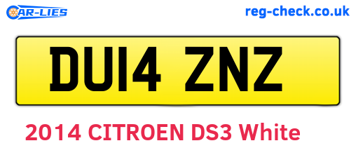 DU14ZNZ are the vehicle registration plates.