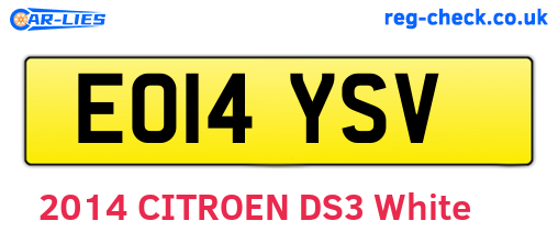 EO14YSV are the vehicle registration plates.