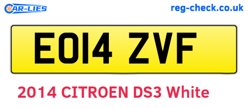 EO14ZVF are the vehicle registration plates.