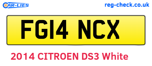 FG14NCX are the vehicle registration plates.
