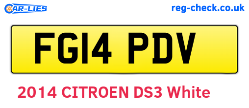 FG14PDV are the vehicle registration plates.