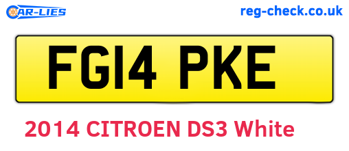 FG14PKE are the vehicle registration plates.