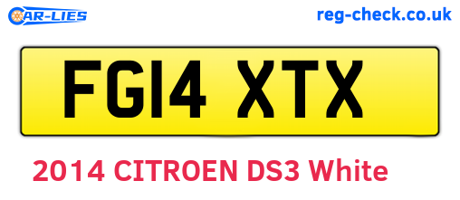 FG14XTX are the vehicle registration plates.