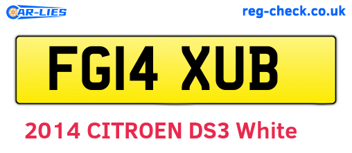 FG14XUB are the vehicle registration plates.