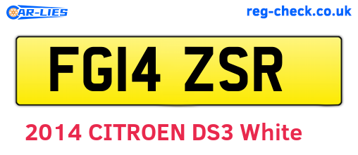 FG14ZSR are the vehicle registration plates.