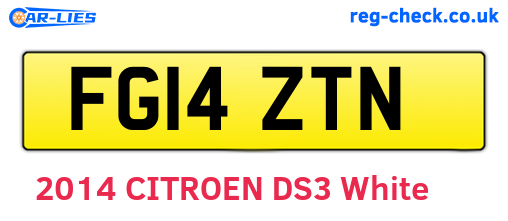FG14ZTN are the vehicle registration plates.