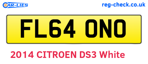 FL64ONO are the vehicle registration plates.