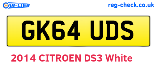 GK64UDS are the vehicle registration plates.