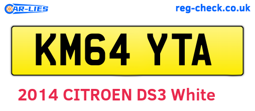 KM64YTA are the vehicle registration plates.