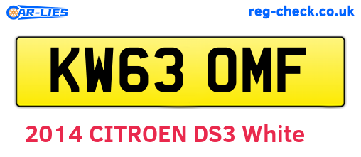KW63OMF are the vehicle registration plates.