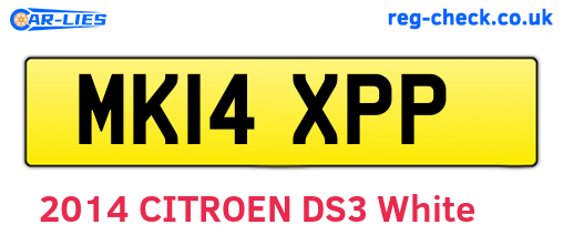 MK14XPP are the vehicle registration plates.