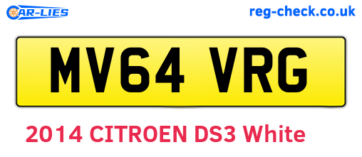 MV64VRG are the vehicle registration plates.