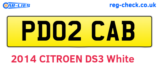PD02CAB are the vehicle registration plates.