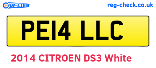 PE14LLC are the vehicle registration plates.