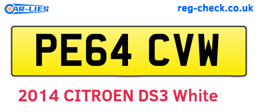 PE64CVW are the vehicle registration plates.