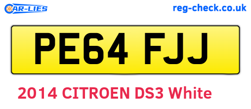 PE64FJJ are the vehicle registration plates.