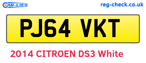 PJ64VKT are the vehicle registration plates.