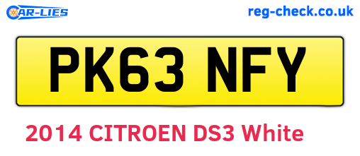 PK63NFY are the vehicle registration plates.