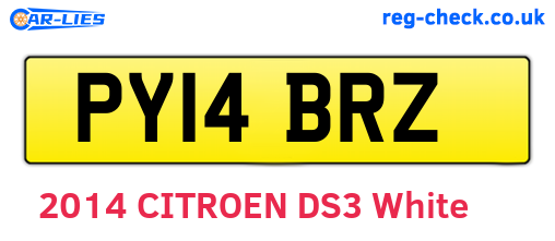 PY14BRZ are the vehicle registration plates.