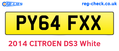 PY64FXX are the vehicle registration plates.