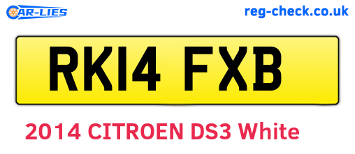 RK14FXB are the vehicle registration plates.
