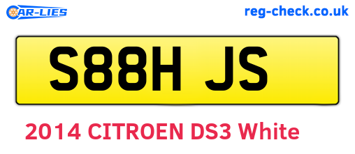 S88HJS are the vehicle registration plates.