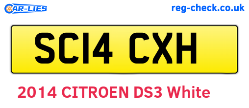 SC14CXH are the vehicle registration plates.