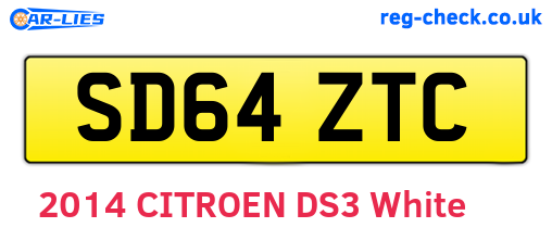 SD64ZTC are the vehicle registration plates.