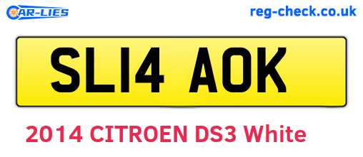 SL14AOK are the vehicle registration plates.