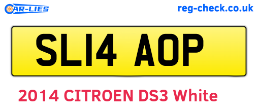SL14AOP are the vehicle registration plates.