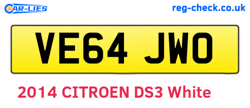 VE64JWO are the vehicle registration plates.