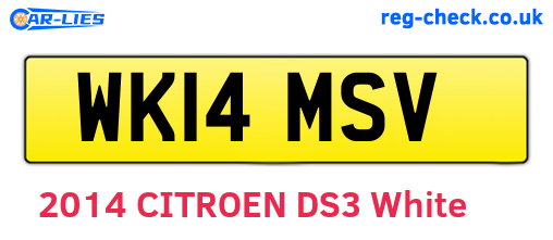WK14MSV are the vehicle registration plates.