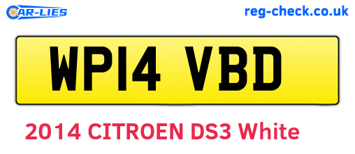 WP14VBD are the vehicle registration plates.