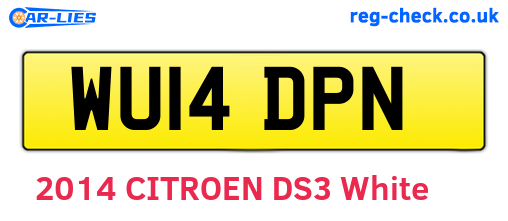 WU14DPN are the vehicle registration plates.