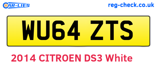 WU64ZTS are the vehicle registration plates.