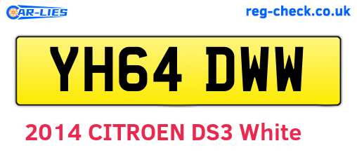 YH64DWW are the vehicle registration plates.