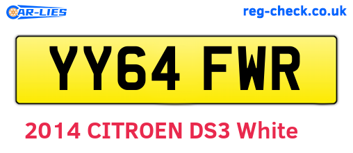 YY64FWR are the vehicle registration plates.