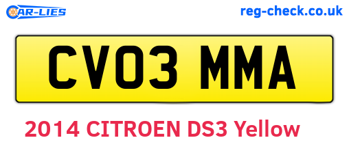 CV03MMA are the vehicle registration plates.