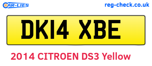 DK14XBE are the vehicle registration plates.