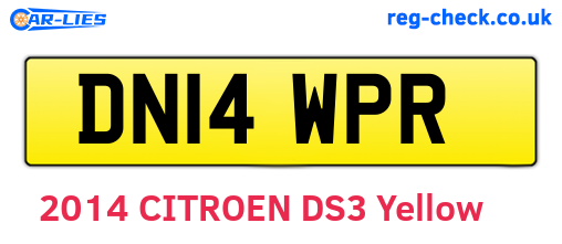 DN14WPR are the vehicle registration plates.