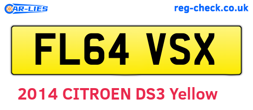 FL64VSX are the vehicle registration plates.