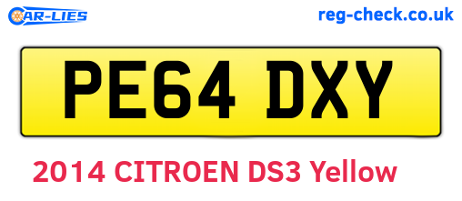 PE64DXY are the vehicle registration plates.